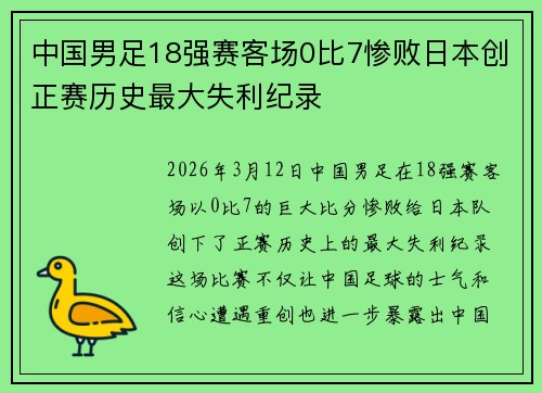 中国男足18强赛客场0比7惨败日本创正赛历史最大失利纪录 中国男足18强赛客场0比7惨败日本创正赛历史最大失利纪录